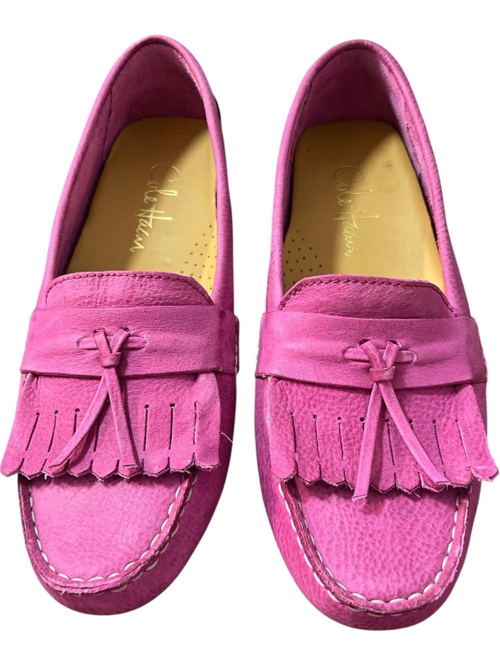 Cole Haan Pink Suede Kiltie Tassel Loafers Sz 7.5 B